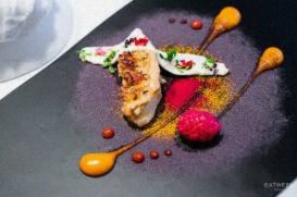 Plated dish with vibrant colors