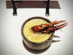 Crayfish bisque in stone bowl